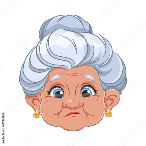 Face expression of grandmother, tired