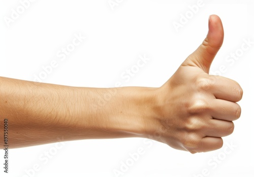 hand with thumbs up on a light background