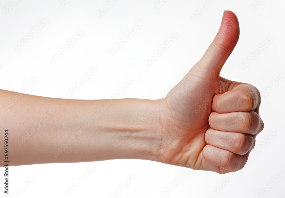 hand with thumbs up on a light background hand with thumbs up on a light background