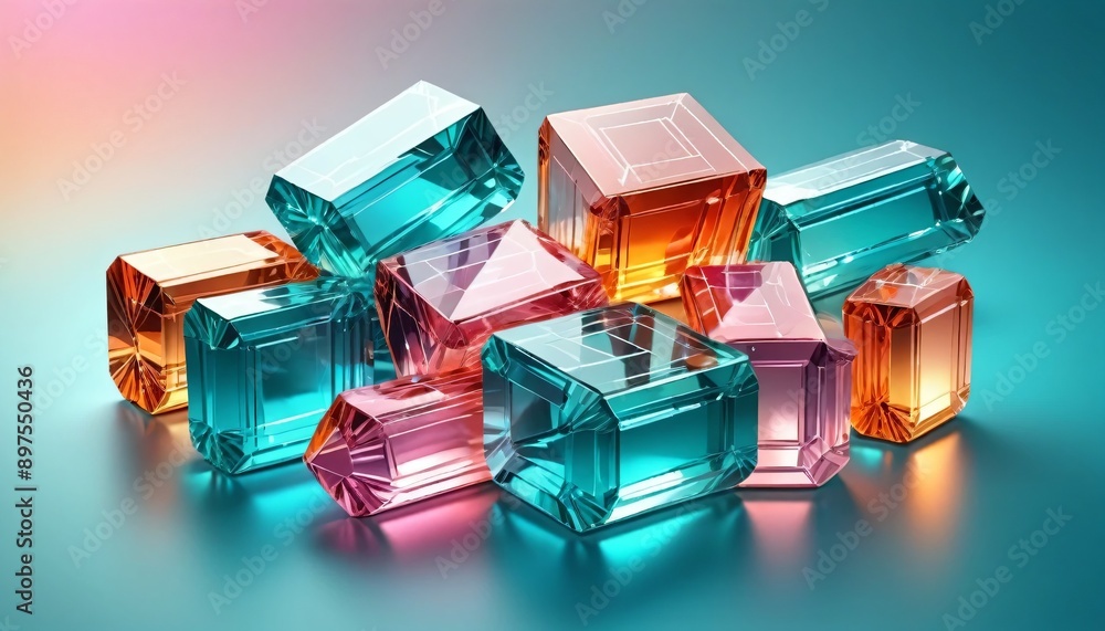 Battery made of sparkling diamond glass fragments in deep turquoise Battery made of sparkling diamond glass fragments in deep turquoise