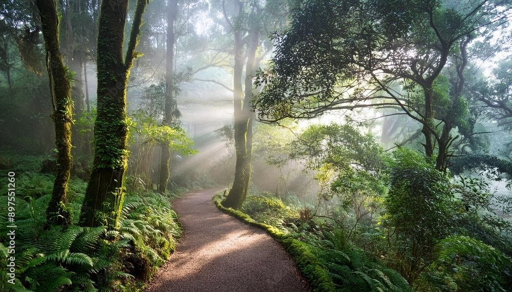 Obraz premium sun rays in the forest