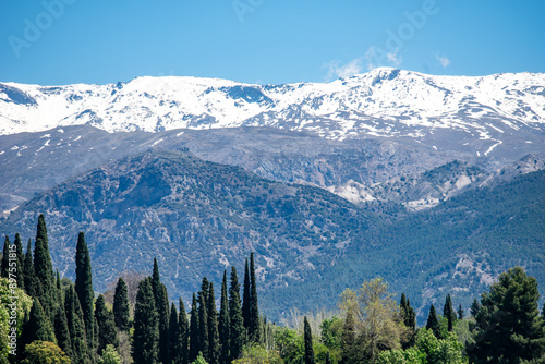 Snow-Capped Sierra Nevada Mountains in Granada, Andalusia, Spain