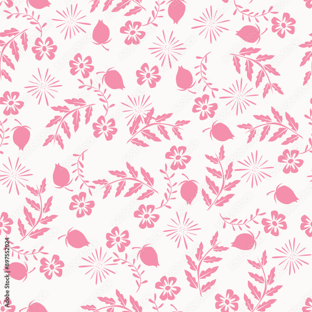 Seamless winter floral pattern with branches and berries. Pastel palette white background. Seamless winter floral pattern with branches and berries. Pastel palette white background.