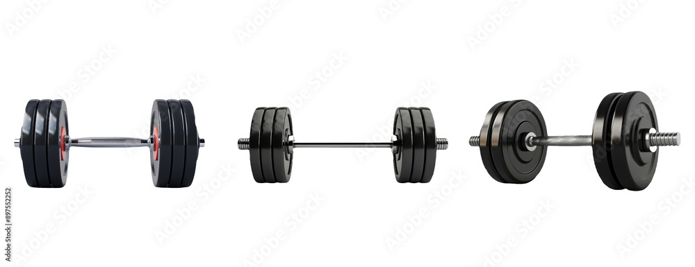 Black Barbells Isolated on Transparent Background Black Barbells Isolated on Transparent Background