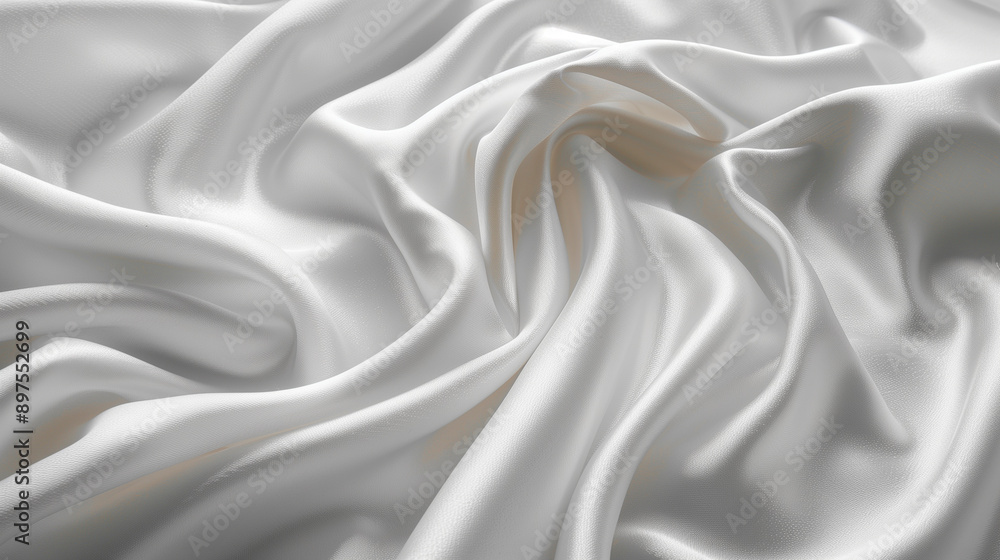 Obraz premium white satin fabric texture, luxurious shiny silk cloth, background with soft waves, beautiful white background.