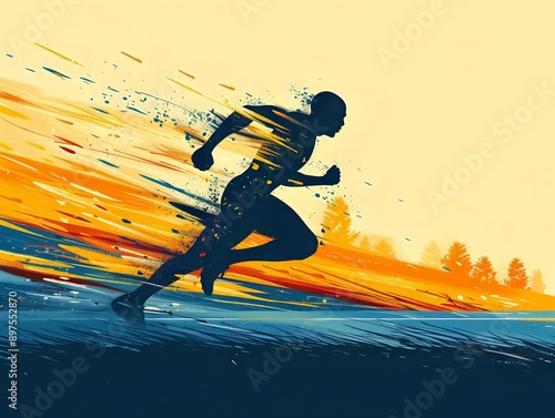 simple illustration of a runner running photo