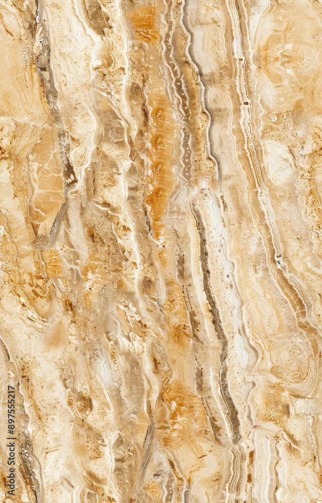 Naklejka premium beige travertine tiles with natural veining seamless texture
