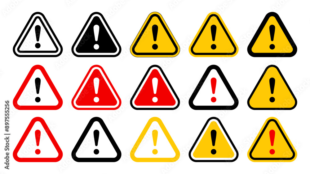 Vector of danger warning sign icon. Attention warning symbol. Triangle. Clipart for toxic chemicals caution. Safety advisory. General caution sign indicate precaution prevention. Icon set illustration Vector of danger warning sign icon. Attention warning symbol. Triangle. Clipart for toxic chemicals caution. Safety advisory. General caution sign indicate precaution prevention. Icon set illustration