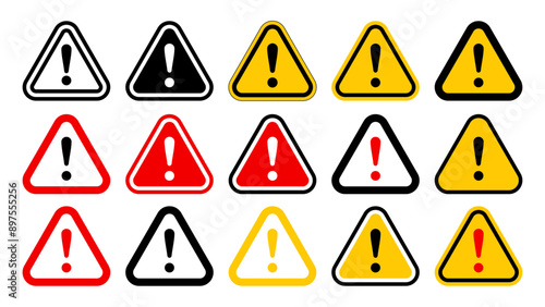 Vector of danger warning sign icon. Attention warning symbol. Triangle. Clipart for toxic chemicals caution. Safety advisory. General caution sign indicate precaution prevention. Icon set illustration