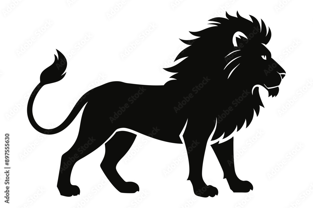 Obraz premium Lion silhouette, lion black silhouette icon vector, tiger silhouette vector 