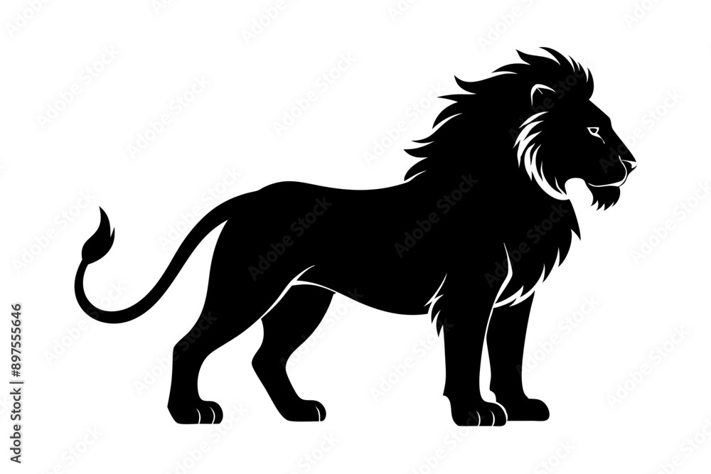 Obraz premium Lion silhouette, lion black silhouette icon vector, tiger silhouette vector