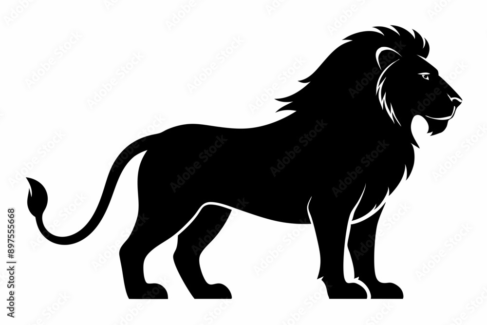 Obraz premium Lion vector silhouette, lion logo icon, tiger silhouette 