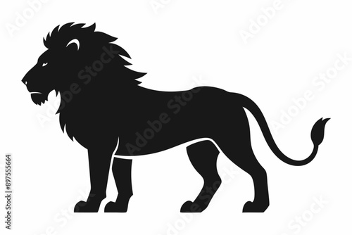 Lion silhouette, lion black silhouette icon vector, tiger silhouette vector
