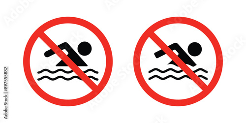 No swimming sign. Water safety alert icon.