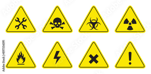 Vector hazardous material signs. Globally Harmonized System warning signs. Hazmat isolated placards