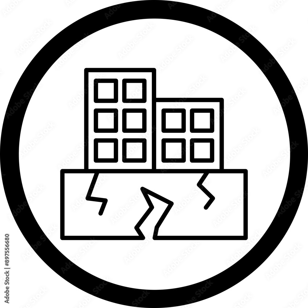 Earthquake Buildig Icon Design Earthquake Buildig Icon Design