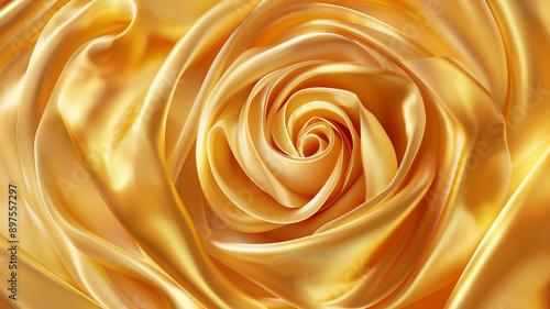 Golden rose pattern silk texture of satin abstract background. Smooth soft fabric background. Textile industry background.