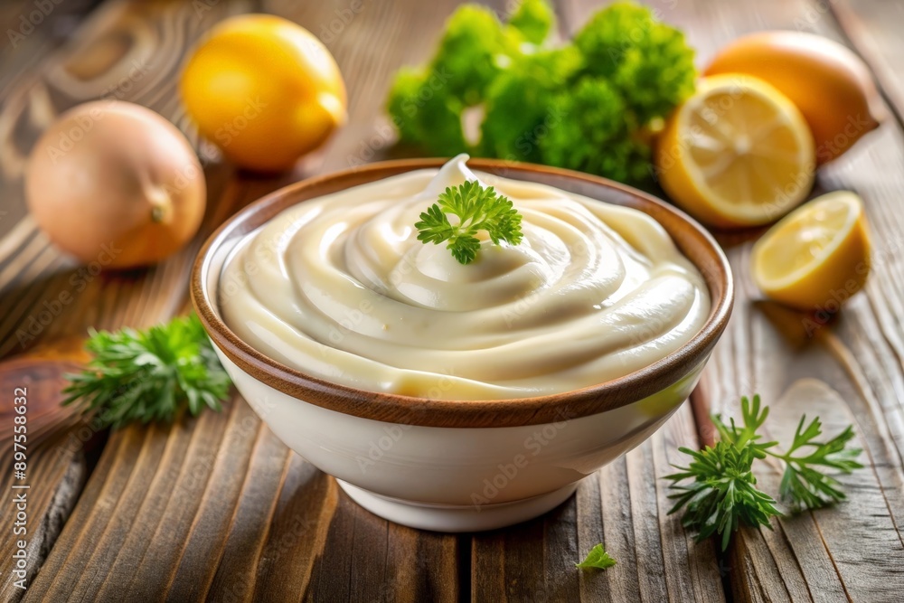 Bowl of fresh mayonnaise