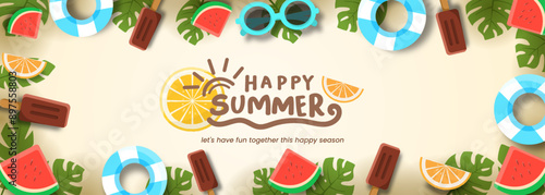 Happy Summer is suitable for greeting cards, with attractive summer design elements. EPS 10 vector illustration
