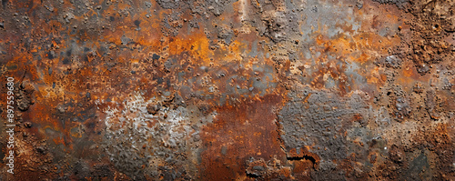Obraz na płótnie An old metal background with intricate rust patterns and weathered textures, showing the effects of time. w salonie