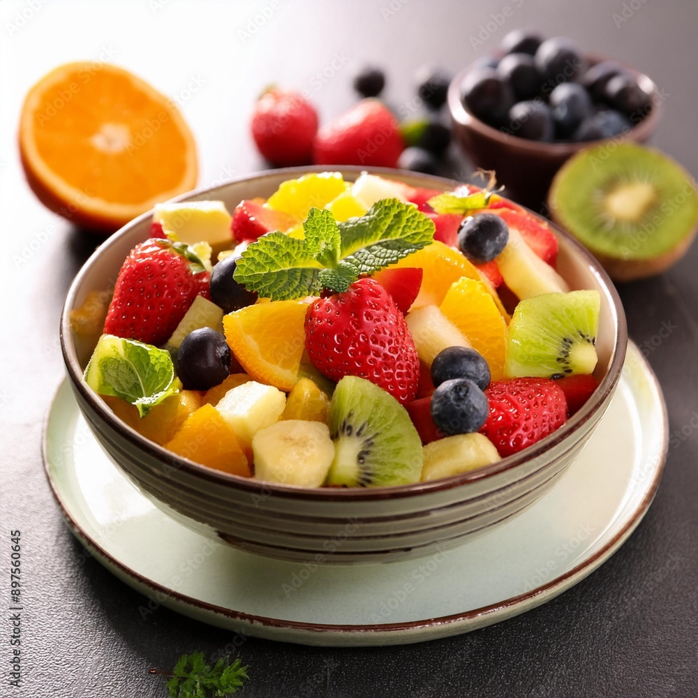 fruit salad, AI generated fruit salad, AI generated