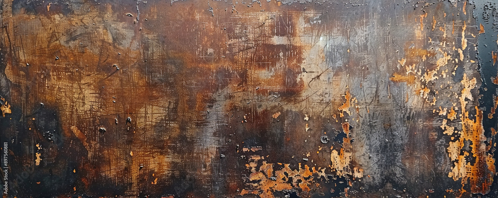 A worn-out metal background with visible rust and scratches, showing the passage of time.