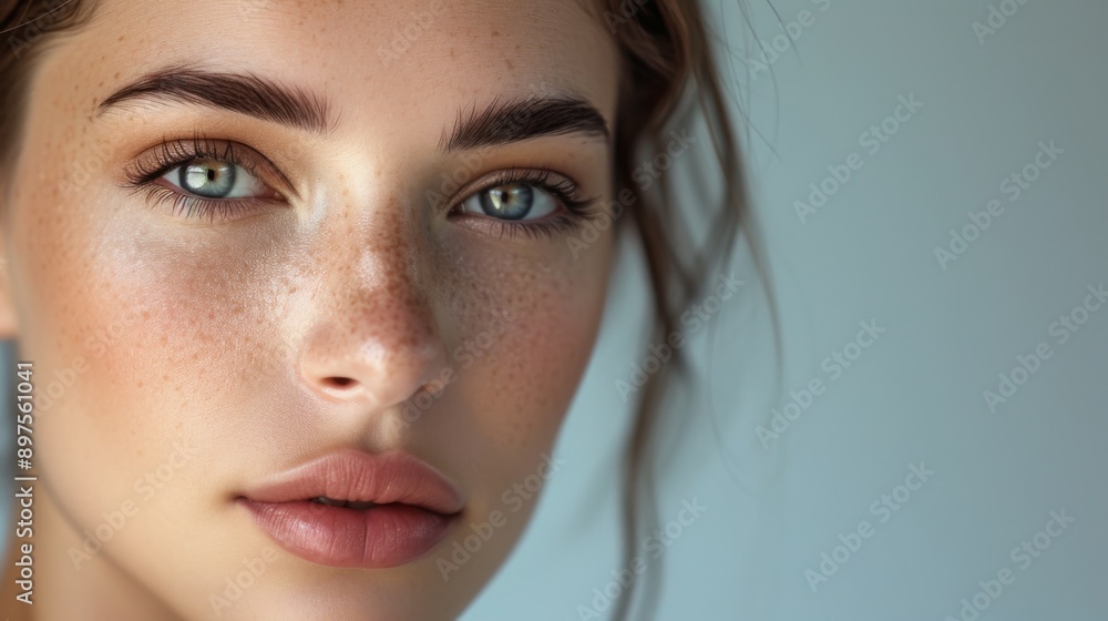 Beautiful woman with natural makeup and soft lighting Beautiful woman with natural makeup and soft lighting