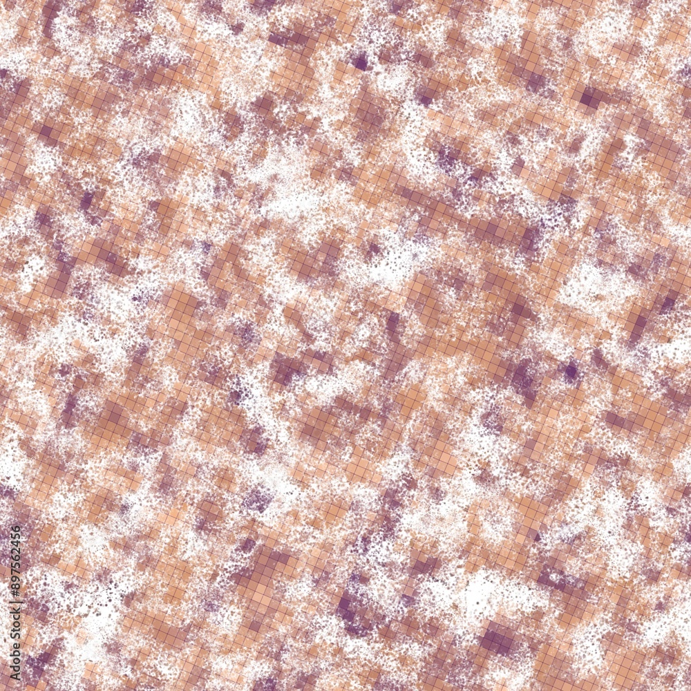 Pale taupe, dark mauve and white colors. Squared paper and white splashes. Abstract seamless hand drawn pattern. Pale taupe, dark mauve and white colors. Squared paper and white splashes. Abstract seamless hand drawn pattern.