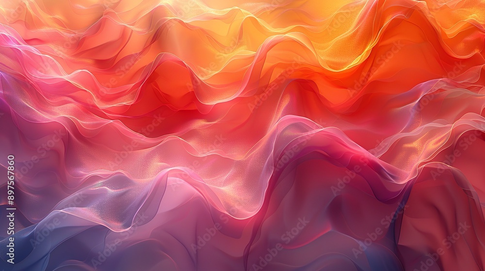 Obraz premium Translucent abstract artwork with resplendent, glowing colors and shimmering, iridescent textures for a captivating and vibrant visual experience. Watercolor style, high resolution Illustration, in