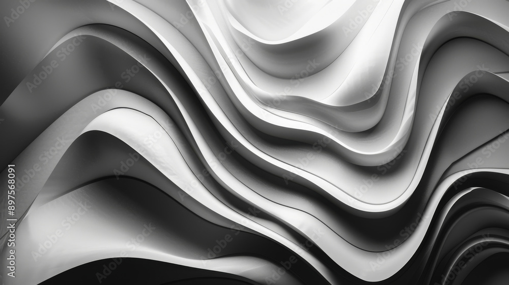 A grayscale abstract image with fluid, wavy layers creating a sense of movement and depth, reminiscent of flowing fabric. A grayscale abstract image with fluid, wavy layers creating a sense of movement and depth, reminiscent of flowing fabric.