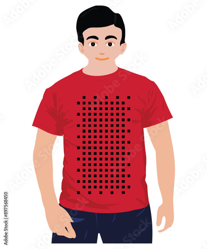 T-shirt With a Black Square Pattern Design, Unisex T-shirt Design.