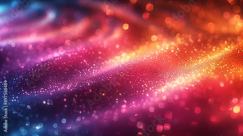 Shimmering abstract background with bright, phosphorescent colors and a glossy, glittering finish that creates a bold and flamboyant visual effect. Watercolor style, high resolution Illustration, in © DARIKA