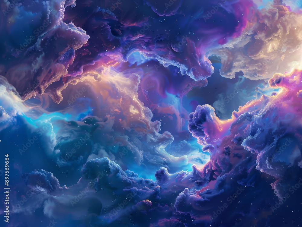 Obraz premium Metaphysical Blue: Cloudy Wallpaper Design