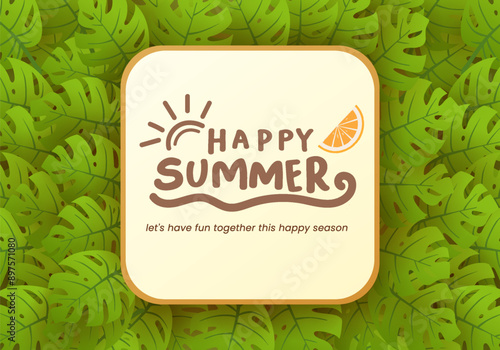 Cheerful summer-themed text vector template design. Summertime greeting message in a blank space for typography.