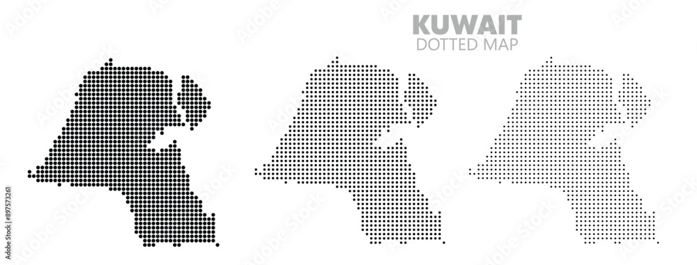 Fototapeta premium set of the State of Kuwait dotted map vector illustration
