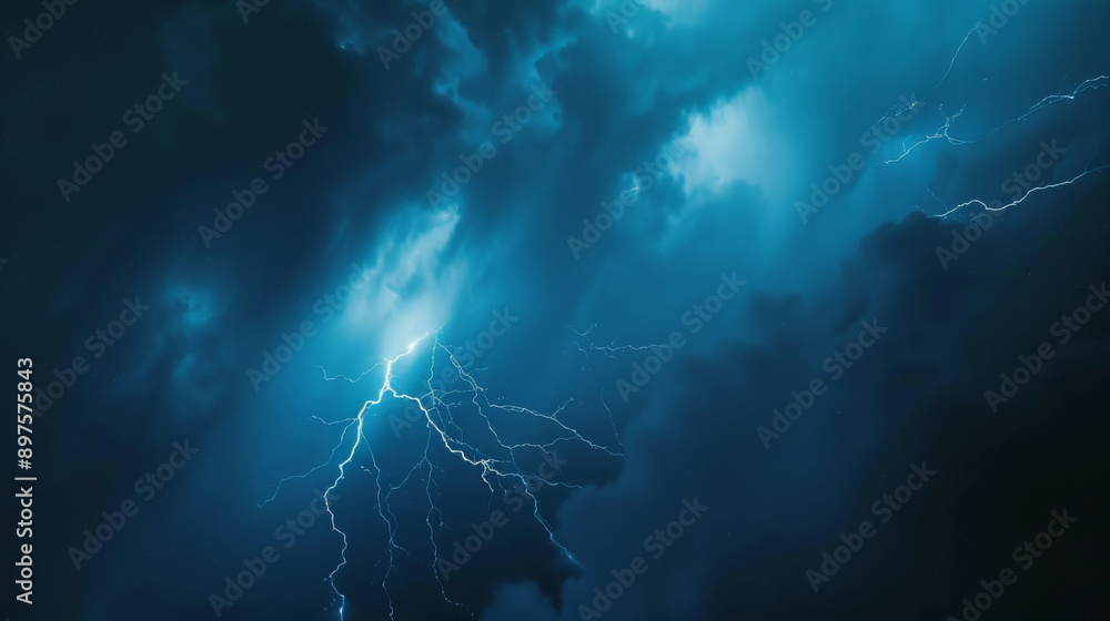 Dramatic lightning bolts illuminate a dark, stormy sky, creating a powerful and intense atmosphere. Dramatic lightning bolts illuminate a dark, stormy sky, creating a powerful and intense atmosphere.