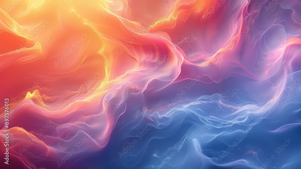 Fototapeta premium beautiful and colorful smoke, fog background, main colors are blue, red and orange 