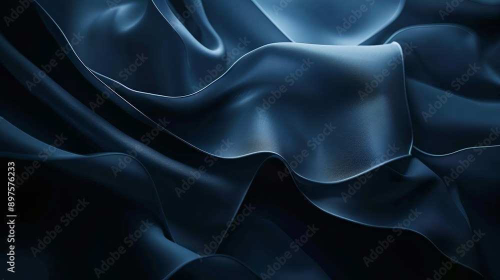 Obraz premium Exquisite navy silk fabric cascading in elegant waves, ideal for a refined backdrop