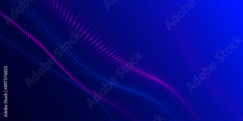 Futuristic dot wave. Abstract digital particle wave. Technology background. Colored musical wave. Dark background. Digital background with smooth, wavy curves. 3D rendering