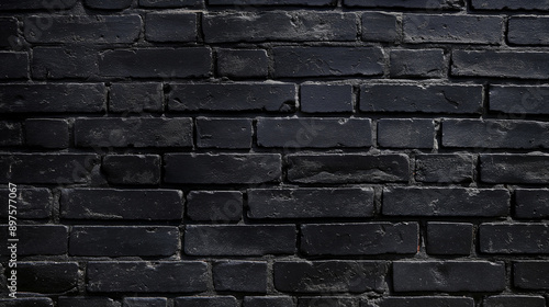Black brick wall. Abstract dark background with brickwork