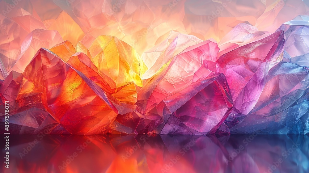 Radiant abstract artwork with dynamic, iridescent elements and a glossy, reflective surface for a mesmerizing and energetic visual effect. Watercolor style, high resolution Illustration, in the style Radiant abstract artwork with dynamic, iridescent elements and a glossy, reflective surface for a mesmerizing and energetic visual effect. Watercolor style, high resolution Illustration, in the style