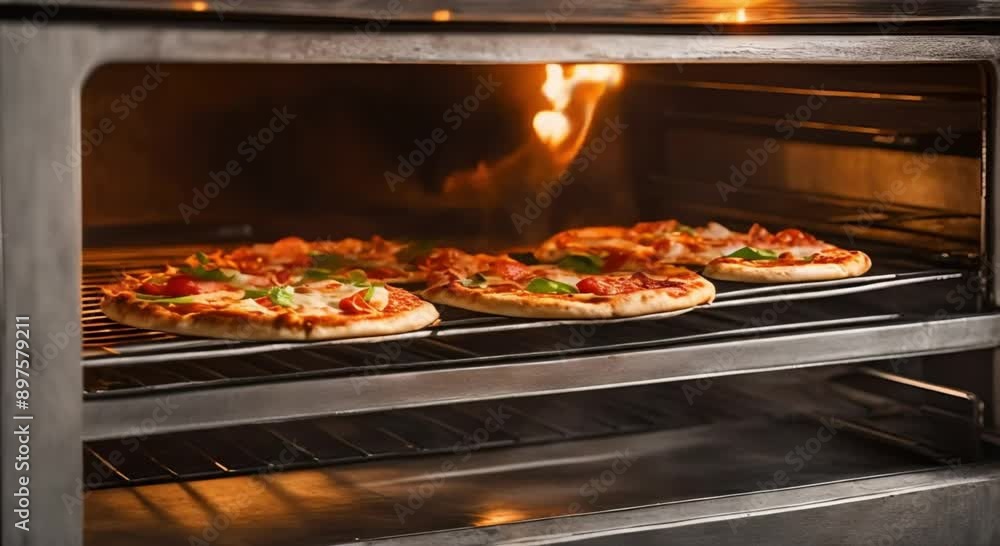 Delicious Pizza Baking in the Oven Delicious Pizza Baking in the Oven