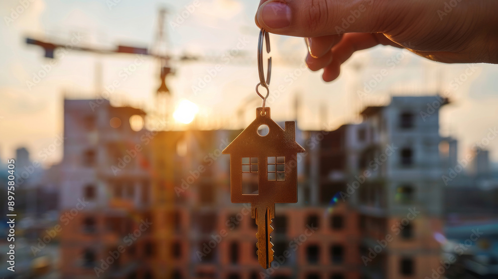 House-Shaped Keychain with Key: A New Home House-Shaped Keychain with Key: A New Home