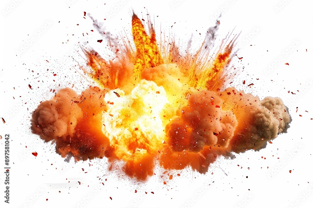 Vibrant explosion border with intense energy, isolated on white background Vibrant explosion border with intense energy, isolated on white background