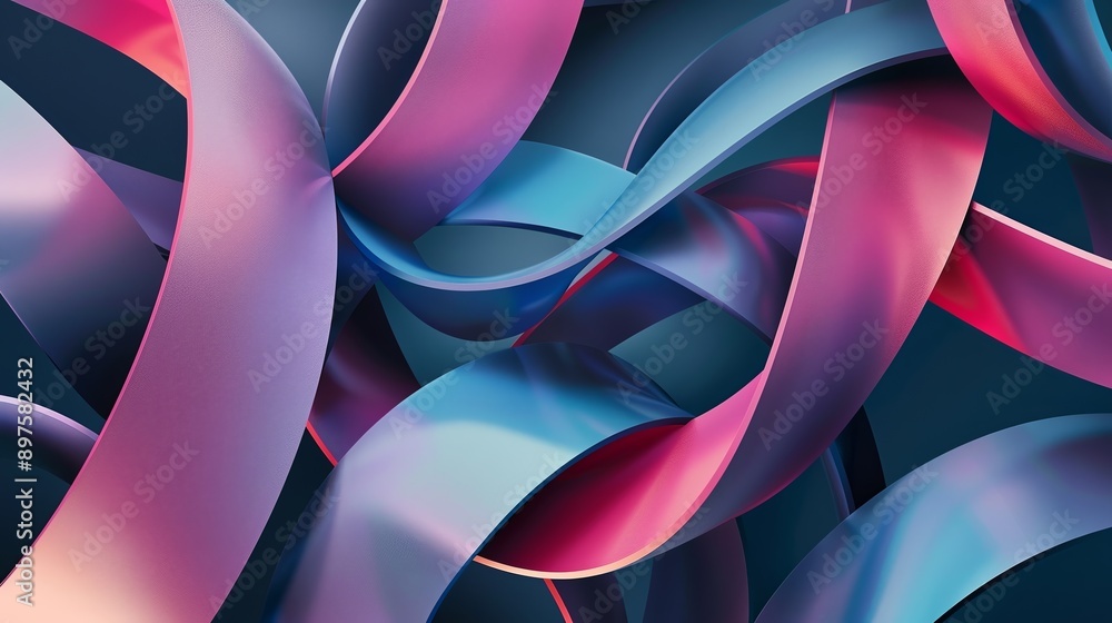 Captivating abstract background with elegant flowing metallic ribbons, showcasing a mesmerizing blend of colors and shapes Captivating abstract background with elegant flowing metallic ribbons, showcasing a mesmerizing blend of colors and shapes