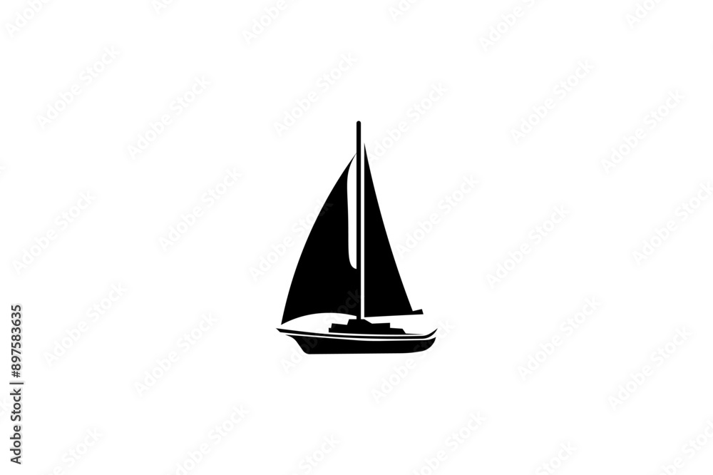 Vector illustration of a sailing ship in a minimalist style on a white background for a logo Vector illustration of a sailing ship in a minimalist style on a white background for a logo