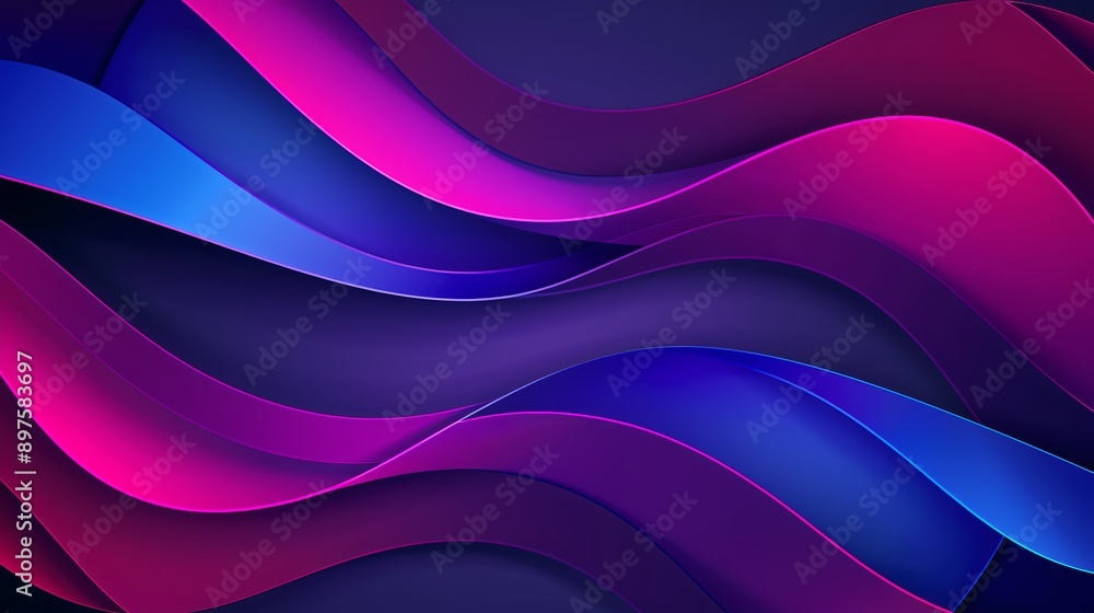 Fototapeta premium Modern abstract background with smooth curves and vibrant energy, created by flowing blue and purple waves. Ideal for trendy projects