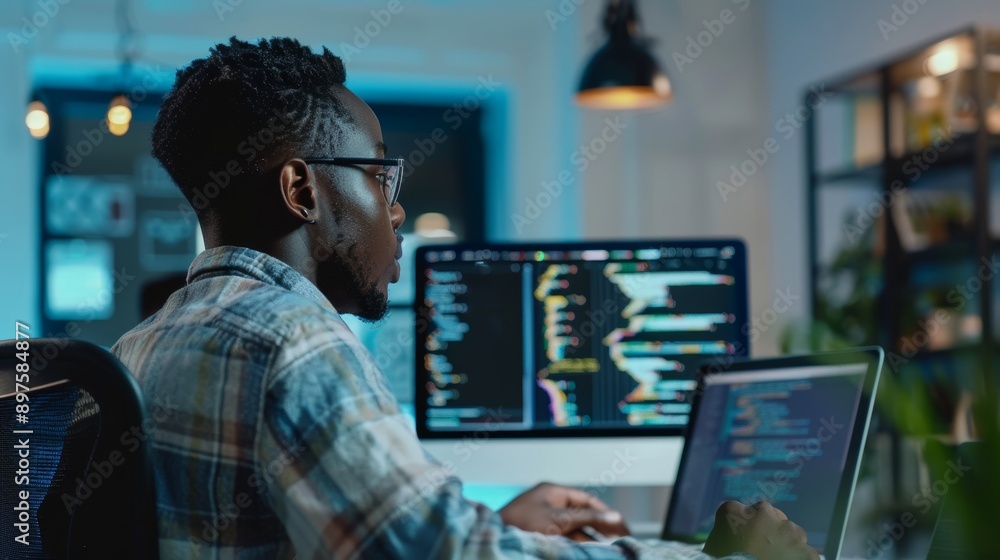 Software Developer Working on Code in Modern Office - Professional and Focused Atmosphere Software Developer Working on Code in Modern Office - Professional and Focused Atmosphere