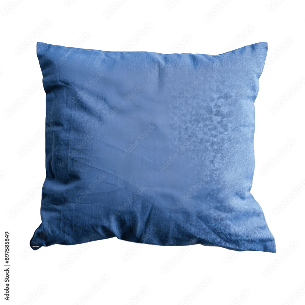 Soft blue pillow isolated on transparent background