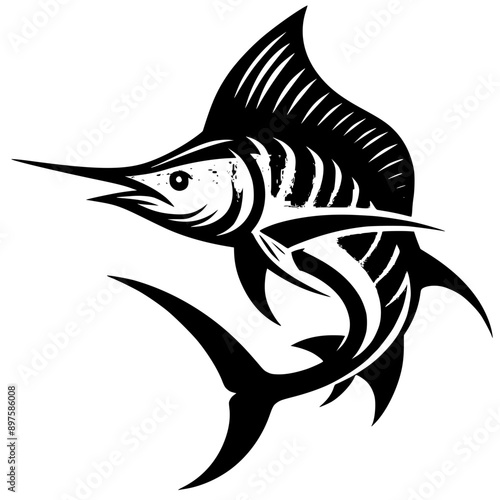 black and white bill fish